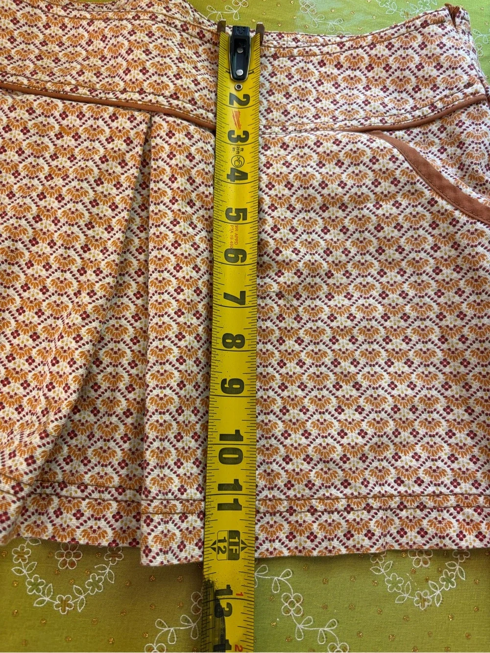 Zara TRF Floral Mini Skirt Size M Boho Retro 70s Pocket Skater